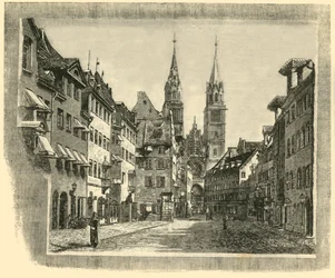 Karolinen-Strasse e Chiesa di San Lorenzo, Norimberga, 1890