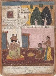 Khambavati Ragini...da una serie dispersa di Ragamala Ghirlanda di Modi Musicali, 1700-1725