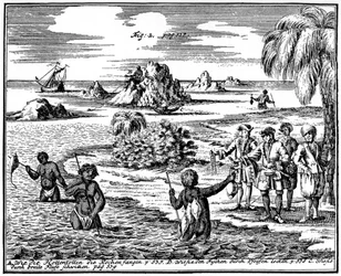 Khoikhois che pescano con la lancia, Sudafrica, 1931