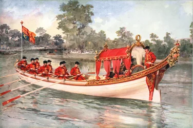 Re Giorgio V e la regina Maria in visita alla regata di Henley sulla barca di stato