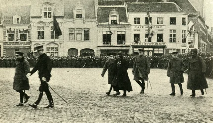 Re Giorgio V a Furnes, Belgio, Prima Guerra Mondiale, 4 dicembre 1914