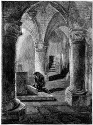Re Riccardo I 1157-1199 inginocchiato davanti al santuario di San Gennaro