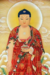 Monastero Kong Meng San Phor Kark See. Dipinto di Buddha Shakyamuni, 20160819, Singapore, Singapore