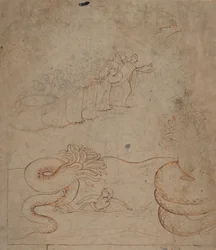 Krishna doma il serpente Kaliya nel fiume Yamuna..., ca. 1780
