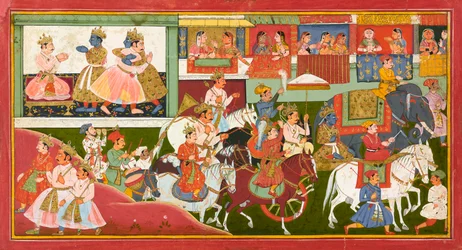 Krishna saluta, foglio da un Bhagavata Purana