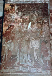 Signora alla sua toilette, affresco della grotta, Ajanta, India. I-V secolo