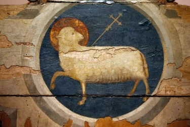 Agnello di Dio dipinto da Giotto. XIV secolo. Padova. Italia
