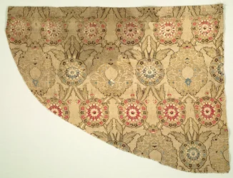 Lampasso con doppio motivo floreale ogivale su fondo a scacchi, 1550-1575