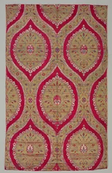 Lampasso con medaglioni floreali in reticolo ogivale, 1550-1575