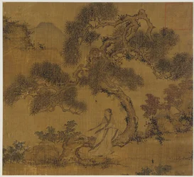 Paesaggio: un uomo sotto un pino, dinastia Ming, 1368-1644
