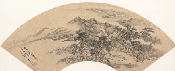 Paesaggio nello stile di Yan Wengui, XVIII secolo o successivo, data spuriosa del 1707