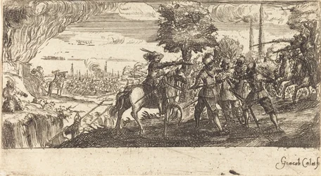 Paesaggio con scena di battaglia