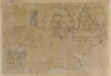 Paesaggio con figura della Vergine Maria