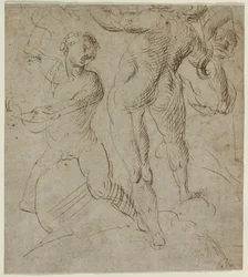 Laocoonte recto, Battaglia del Ponte Milvio frammento verso, seconda metà del XVI secolo