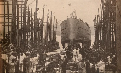 Varo della H.M.S. Lion in agosto, 1910, c1910, 1935