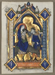 Foglia estratta da un Salterio: Fuga in Egitto, c. 1260