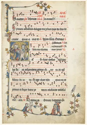 Foglia excisa da un antifonario: Iniziale Q con i santi Pietro e Paolo, c. 1325