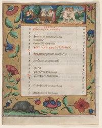 Foglio da un Salterio e Libro di Preghiere: Pagina del Calendario con Lavori verso, c. 1524
