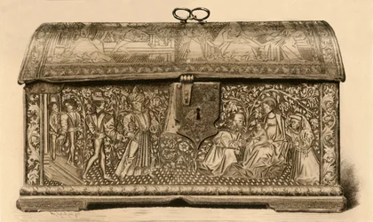 Cofanetto in pelle con decorazione incisa, 15° secolo, 1903