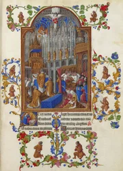 Les Très Riches Heures del duca di Berry, Folio 158r - La messa di Natale