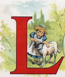 Lettera L: agnello. Incisione in ABC L
