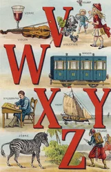 Lettere V W X Y Z; Timone; Vagone; Xilografia; Yacht; Zebra; Zuavo