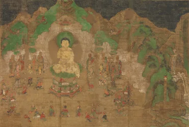 Vita del Buddha: Conversione del re Bimbisara, inizio XV secolo