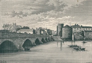 Limerick - Ponte Thomond e Castello di Re Giovanni, 1896