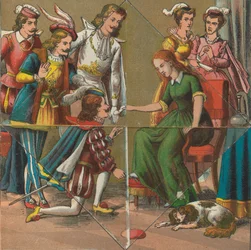 Cappuccetto Rosso e Cenerentola con immagini a sorpresa, ca. 1875