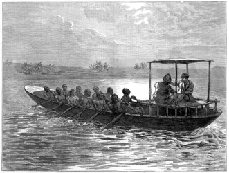 Livingstone e Stanley che vanno da Ujiji al fiume Rusizi, 1871