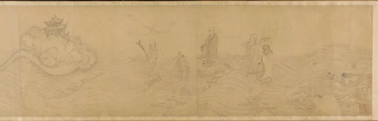 Luohans che attraversano il mare, dinastia Ming, XV-XVI secolo