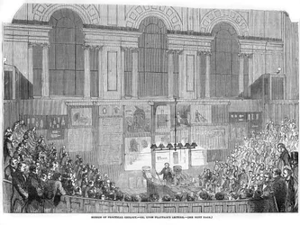 Lyon Playfair, chimico e politico scozzese, in una lezione, 1852