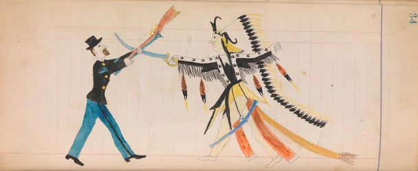 Maffet Ledger: capo indiano e soldato, ca. 1874-81