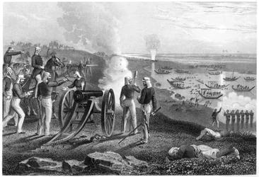 Il maggiore Eyre scaccia i ribelli di Oude da Allahabad, 1857, c1860