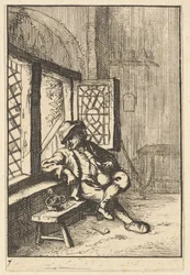 Uomo seduto vicino a una finestra, copia, 1610-85