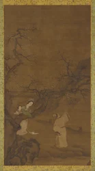 Uomo e donna che godono dei fiori di prugna, dinastia Ming o Qing, XV-XVIII secolo