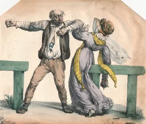 Uomo che attacca una donna, 1855