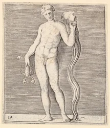 Uomo con Gambero e Urna d