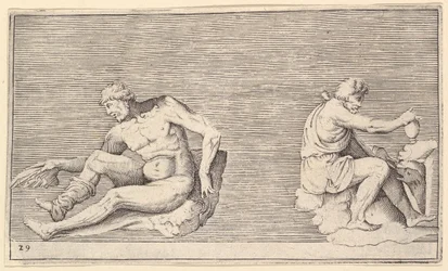 Uomo con ala, uomo con vaso e cane, pubblicato ca. 1599-1622
