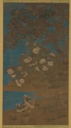 Anatre mandarine e fiori, dinastia Ming o Qing