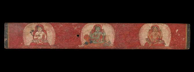 Copertina di manoscritto con Vishnu affiancato da Lakshmi e Sarasvati, XIV secolo