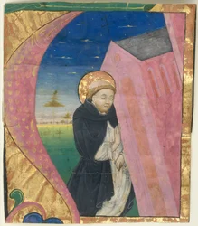 Illustrazione manoscritta con San Domenico che salva la Chiesa di San Giovanni