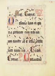 Foglio di manoscritto, da un antifonario, tedesco, secondo quarto del XV secolo