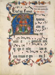 Foglio di Manoscritto con Iniziale A, da un Antifonario, Germania, ca. 1425-50