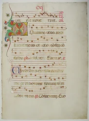 Foglio di manoscritto con iniziale D, da un antifonario