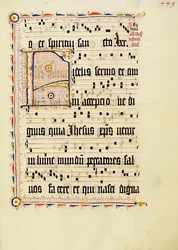Foglio di Manoscritto con Iniziale F, da un Antifonario