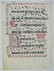 Foglio di manoscritto con iniziale H, da un antifonario, tedesco, secondo quarto del XV secolo