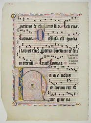 Foglio di manoscritto con iniziale H, da un Antifonario, tedesco, secondo quarto del XV secolo