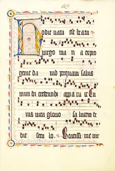 Foglio di manoscritto con iniziale H, da un Antifonario, tedesco, secondo quarto del XV secolo