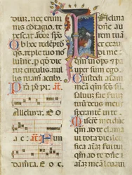 Foglio di Manoscritto con Re Davide in una Iniziale I, da un Salterio, inizio XV secolo